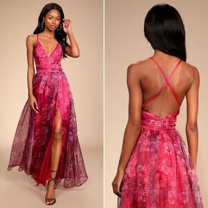 Lulu's Pink Floral Maxi Dress